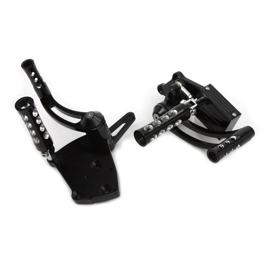 Forward Controls Black billet 2" extended set Fits: > 2000-2017 Softail