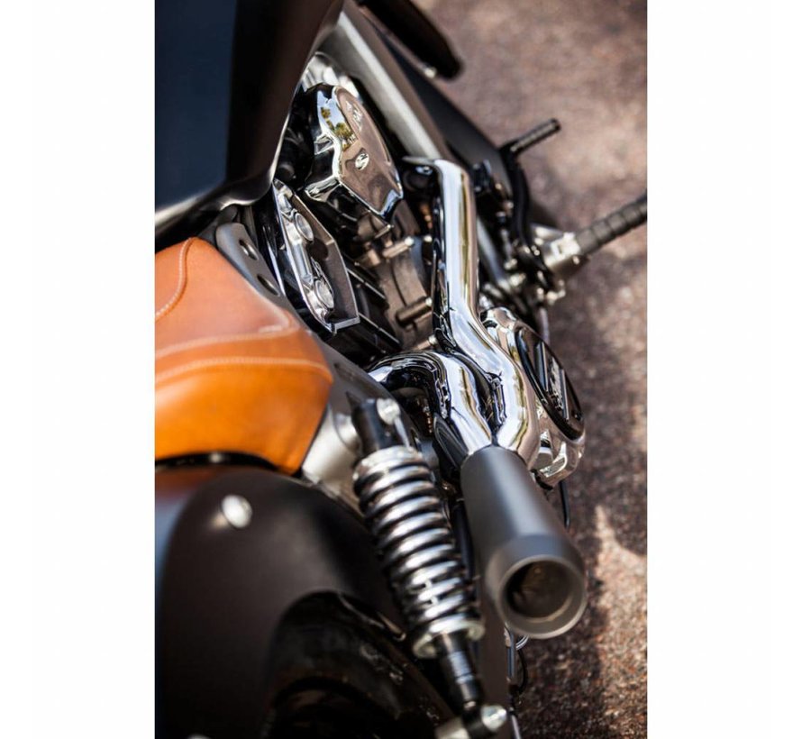 exhaust 2 into 1 System Chrome / black Ceramic-Coated for Indian Scout