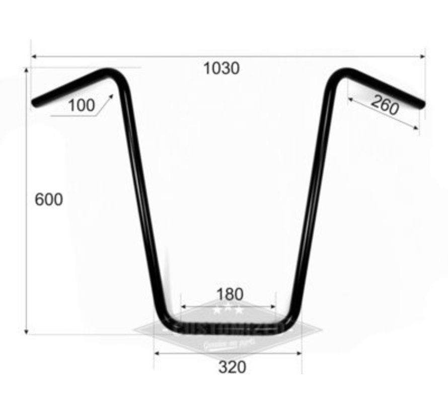 Guidon 1" Ape Hanger 24" noir ou chrome Convient à : > Colliers de guidon de 1 pouce