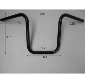 TC-Choppers Handlebar Narrow Ape Hanger low Black or Chrome  Fits: > 1 inch handlebar clamps