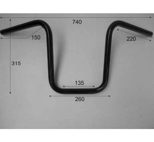 TC-Choppers Handlebar Narrow Ape Hanger low Black or Chrome Fits: > 1 inch handlebar clamps