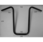 TC-Choppers Handlebar Narrow Ape Hanger high Black or Chrome  Fits: > 1 inch handlebar clamps