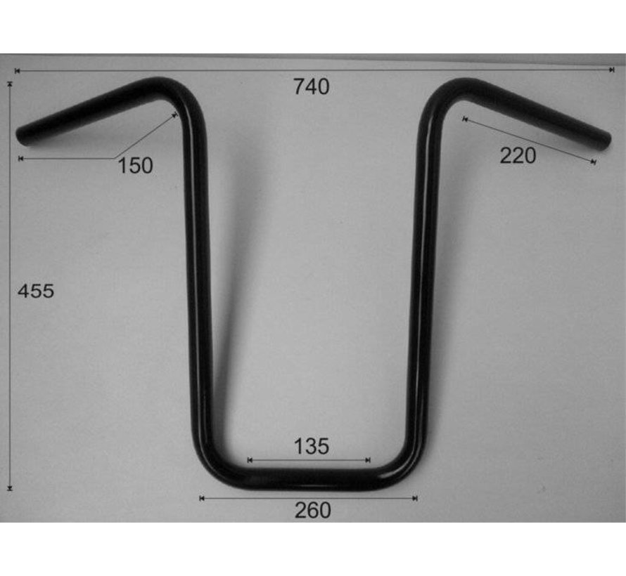 Handlebar Narrow Ape Hanger high Black or Chrome Fits: > 1 inch handlebar clamps