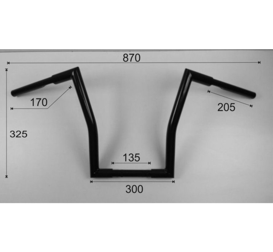 Handlebar Black 12" Square Fat Ape Hanger Fits:> 1 inch handlebar clamps