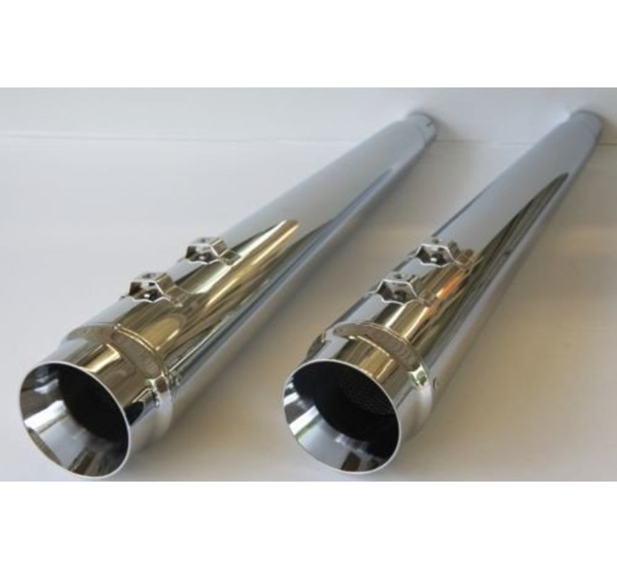 exhaust slip-on Megaphone set Chrome Fits: > 95-16 Touring