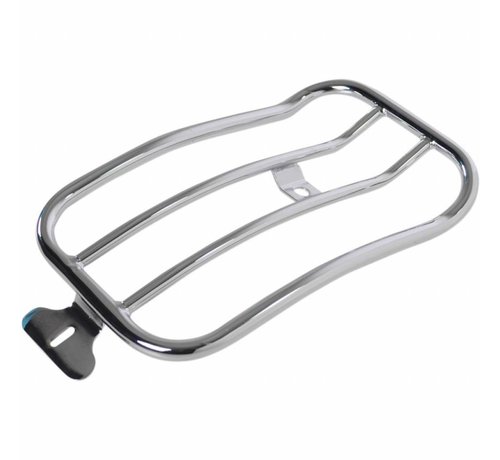Motherwell 7 inch Solo Luggage Rack black or chrome Softail Low Rider Fits: >18‑20 FXLR