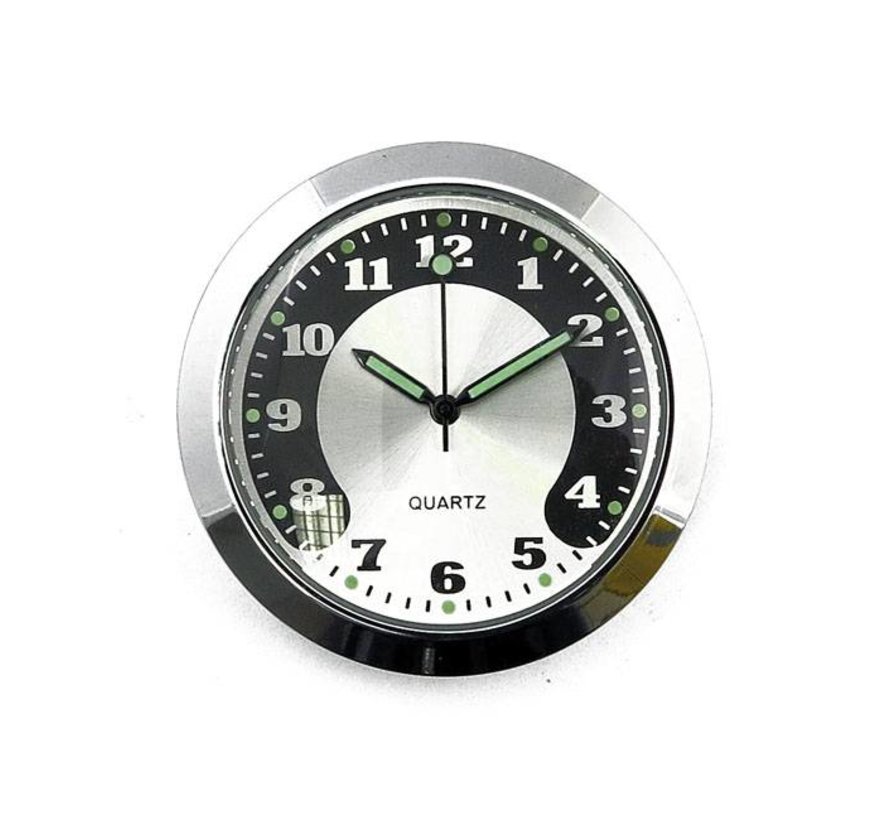 HORLOGE DE GUIDON CHROME NOIR MOTO SCOOTER