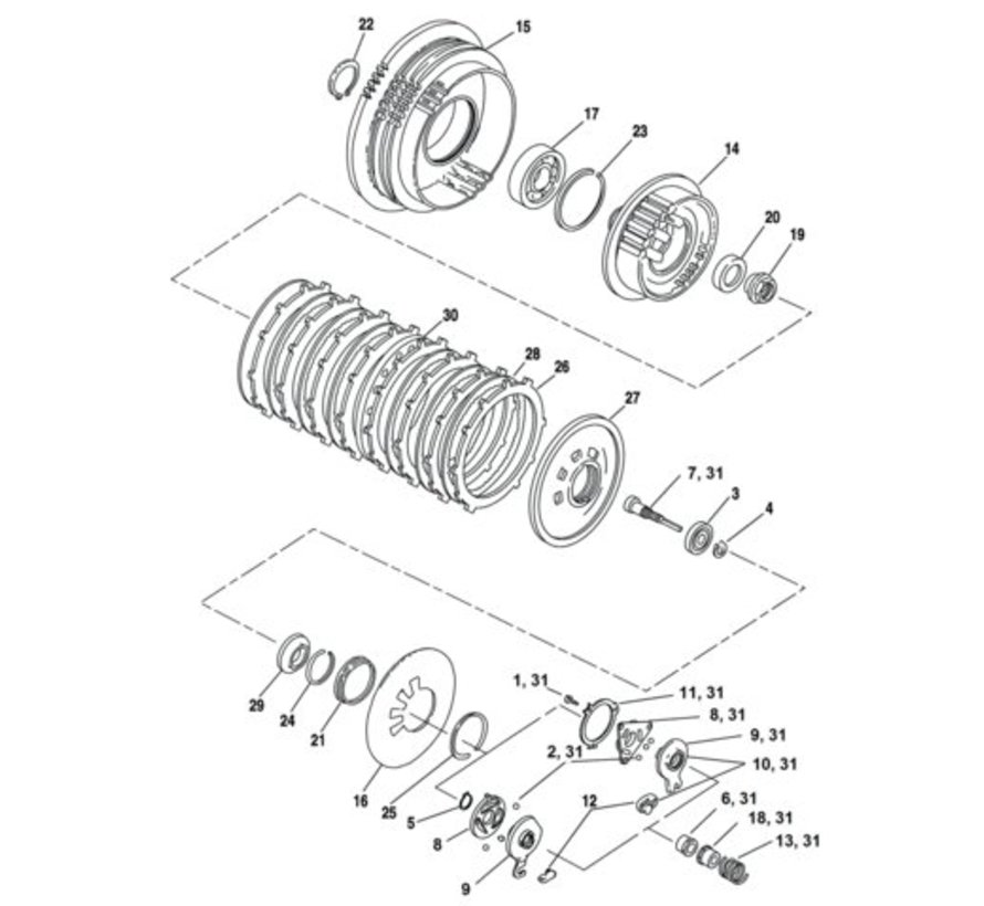 Pièces primaires d'embrayage pour 1991 au présent evolution sportster & Buell refroidi par air