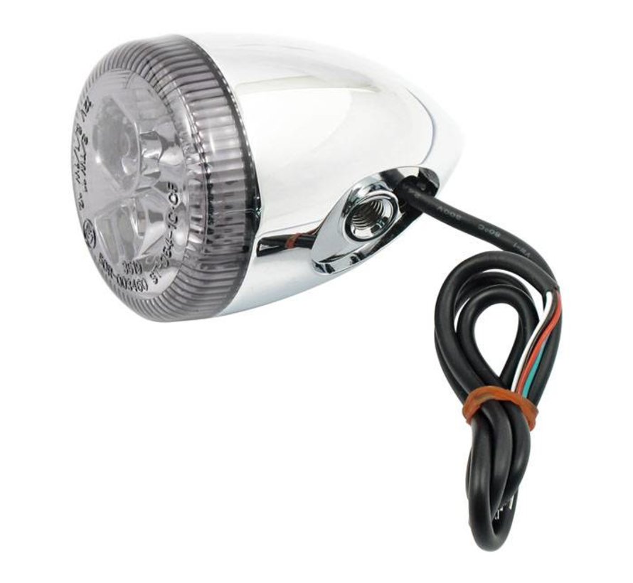 clignotant LED 3en1 bullet noir ou chrome avec lentille Smoke