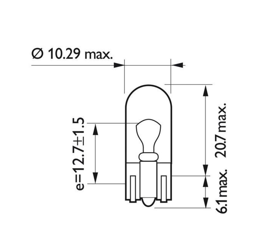 gloeilamp W5W 5 Watt W2 1X9 5D voet