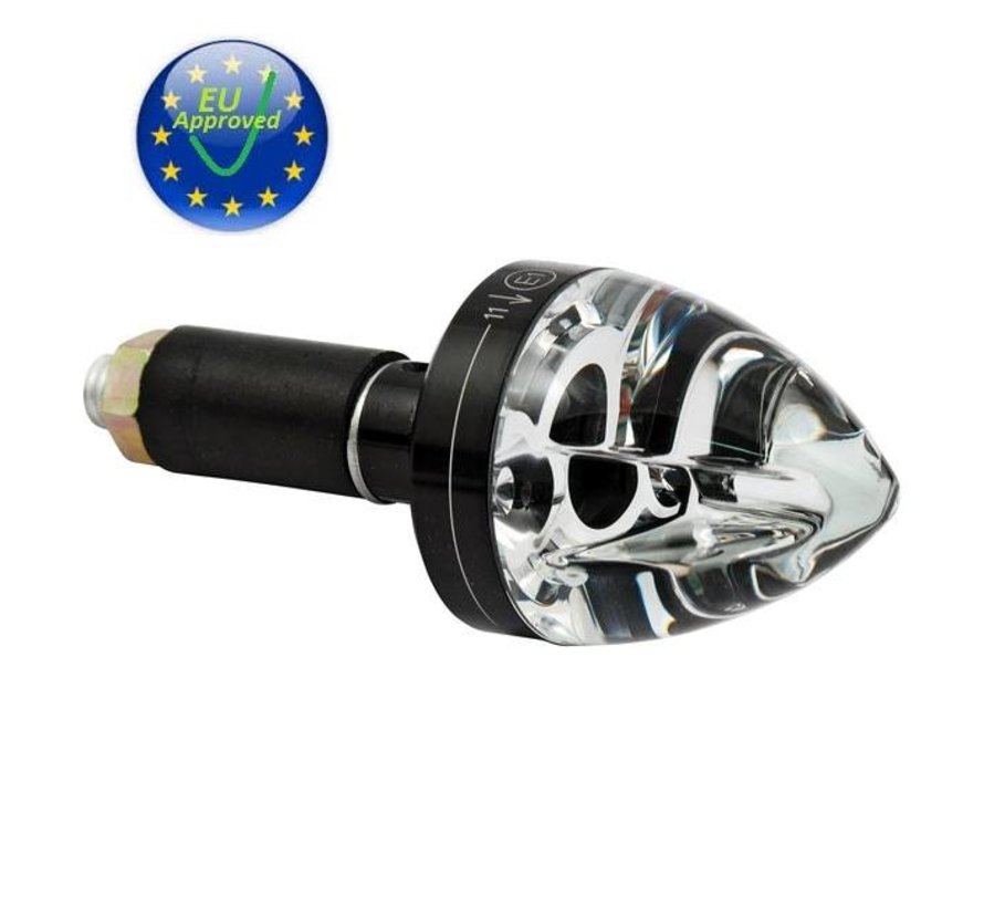 turn signal LED M-Blaze cone in-bar - Black or Polished Fits:> 1 or 7/8 inch handle bars