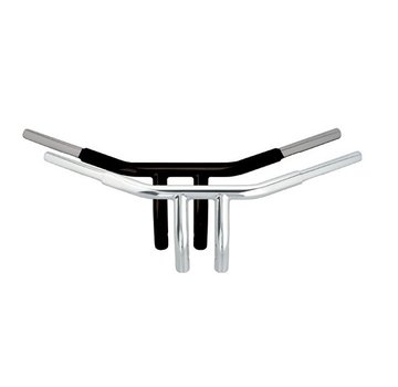 Wild1 Handlebar CHUBBY low profile drag bar, 6 inch risers, (4 inch end rise) Black or Chrome