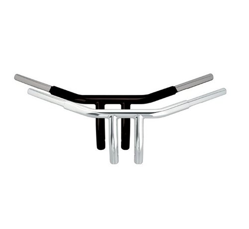 Wild1 Handlebar CHUBBY low profile drag bar 6 inch risers (4 inch end rise) Black or Chrome