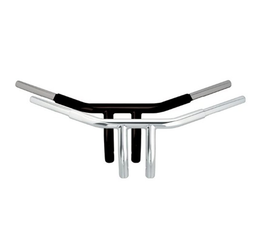 Stuur CHUBBY low profile drag bar 6 inch risers (4 inch end rise) Zwart of chroom