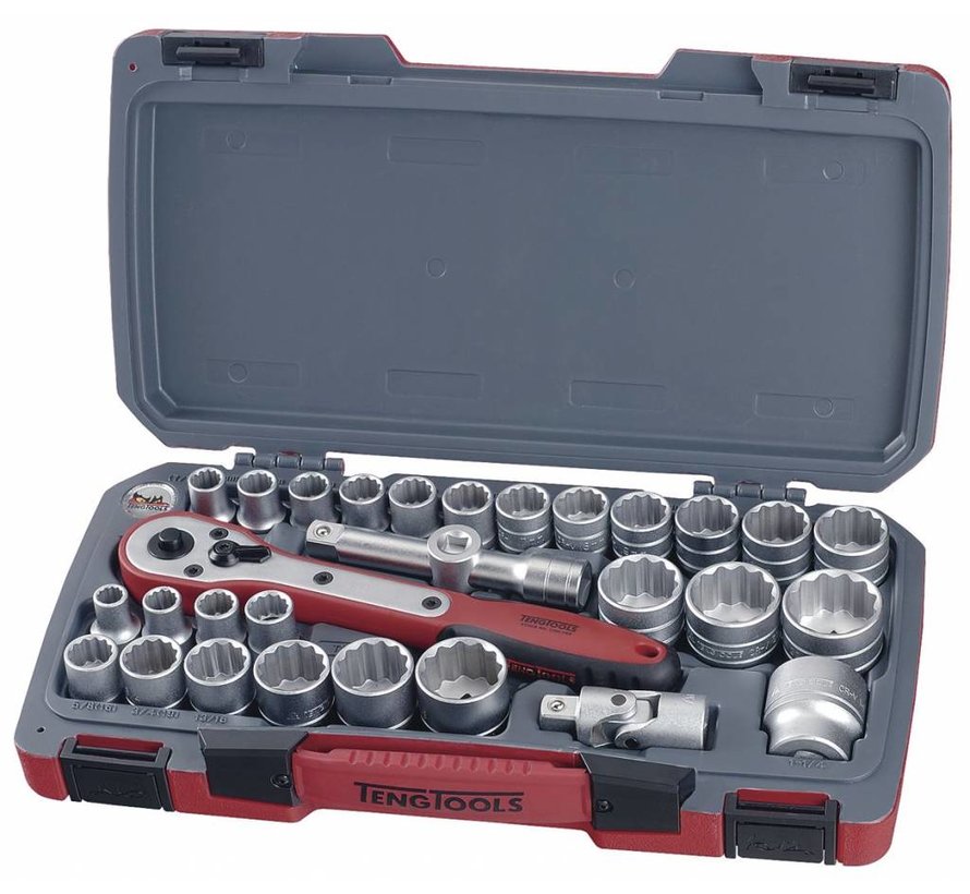 Juego de dados T1230 1/2 "mm / AF 30 uds Teng Tools - EE UU Y medidas métricas