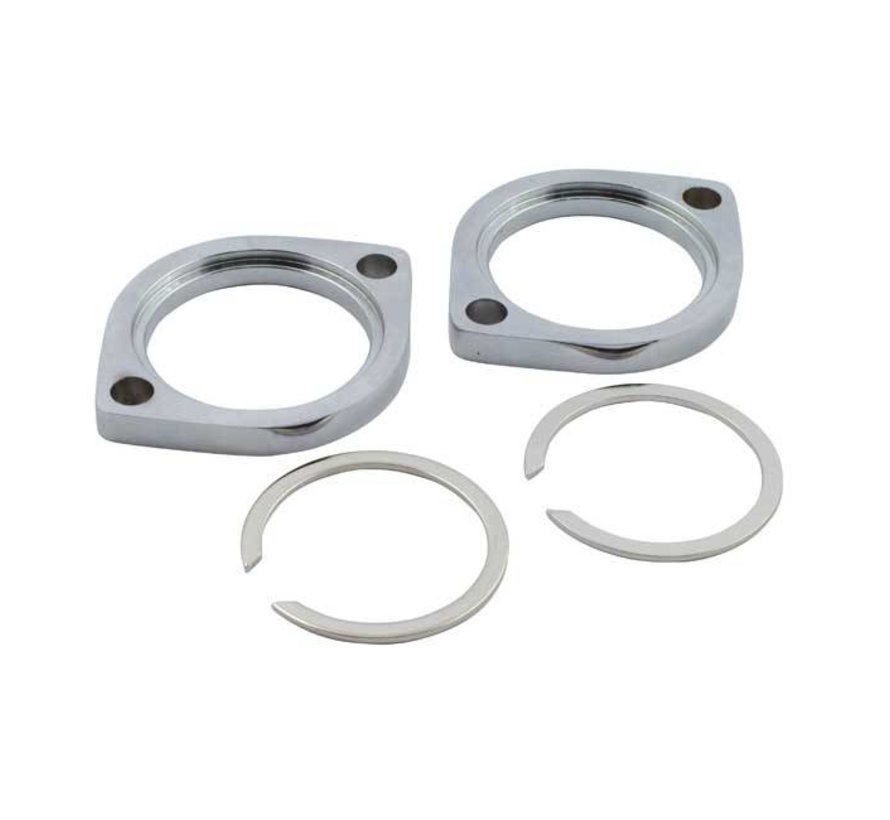 Exhaust flange and retainer kit. Chrome