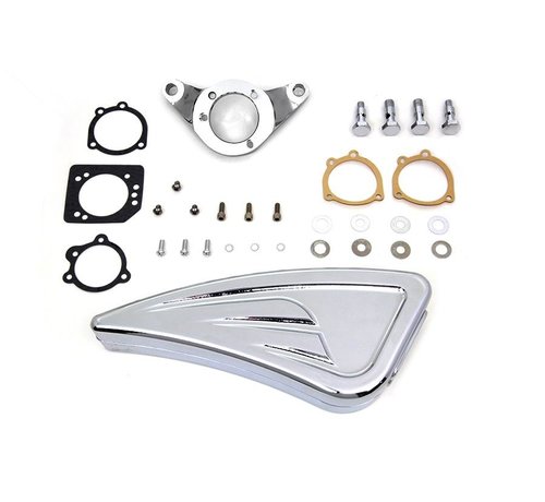 Wyatt Gatling air cleaner Chrome billet Sweeper with 40mm CV Carburetors or EFI Fits: > 93-07 Softail and Dyna