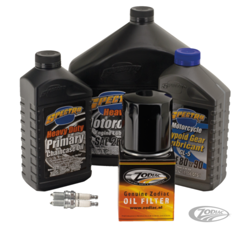 Spectro Engine Drive Train Oil and Spark Plug Total Service Kit for 1984-1999 Evolution Big Twin