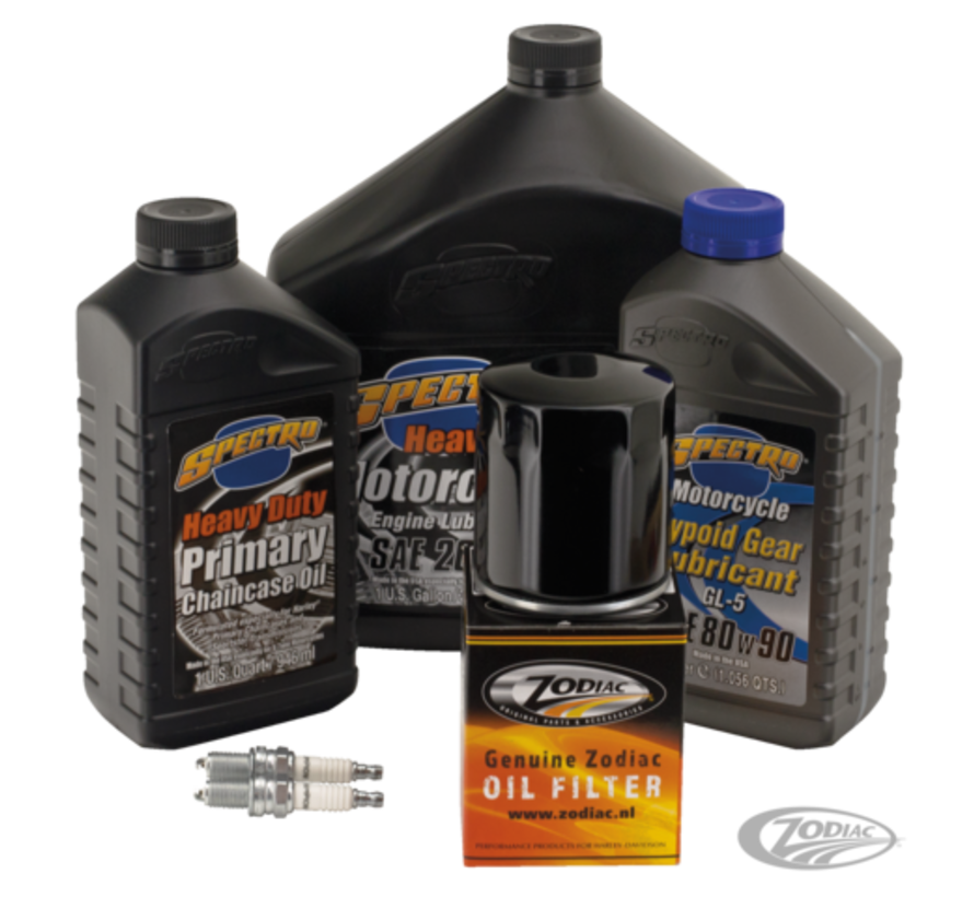 Engine Drive Train Oil and Spark Plug Total Service Kit for 1984-1999 Evolution Big Twin