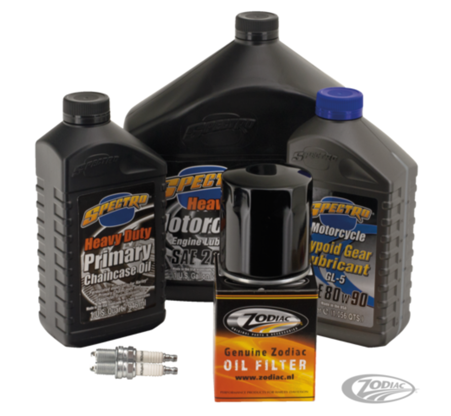Engine Drive Train Oil and Spark Plug Total Service Kit for 1999-2017 Twincam