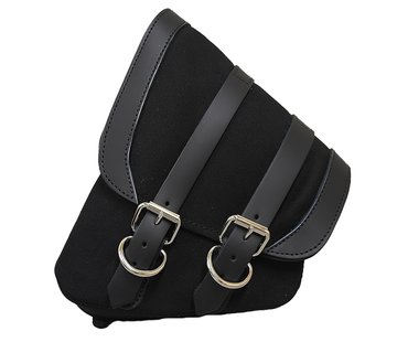 La Rosa saddlebag Black Canvas with Black Leather  Fits: >  1984-2017 Softail