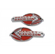 Harley Davidson gas tank set of white emblems with red lettering Fits: > 1959-1960 gas tanks