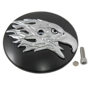 Wyatt Gatling air cleaner Round Eagle Cover- Black Fits: > 2000-2015 Softail, 1999-2007 Dyna and 1999-2013 Touring