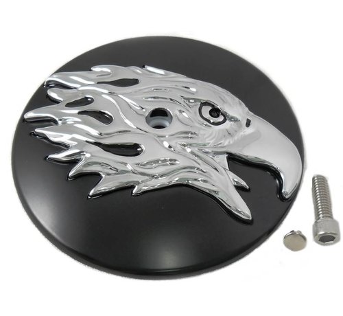Wyatt Gatling air cleaner Round Eagle Cover- Black Fits: > 2000-2015 Softail 1999-2007 Dyna and 1999-2013 Touring