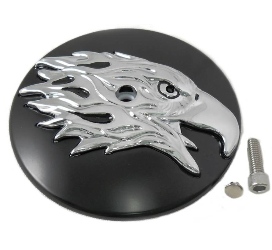 air cleaner Round Eagle Cover- Black Fits: > 2000-2015 Softail 1999-2007 Dyna and 1999-2013 Touring
