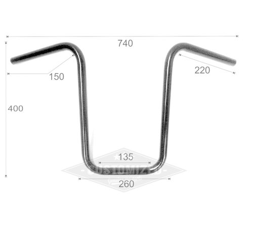 TC-Choppers Handlebar Narrow Ape Hanger medium Black or Chrome Fits: > 1 inch handlebar clamps