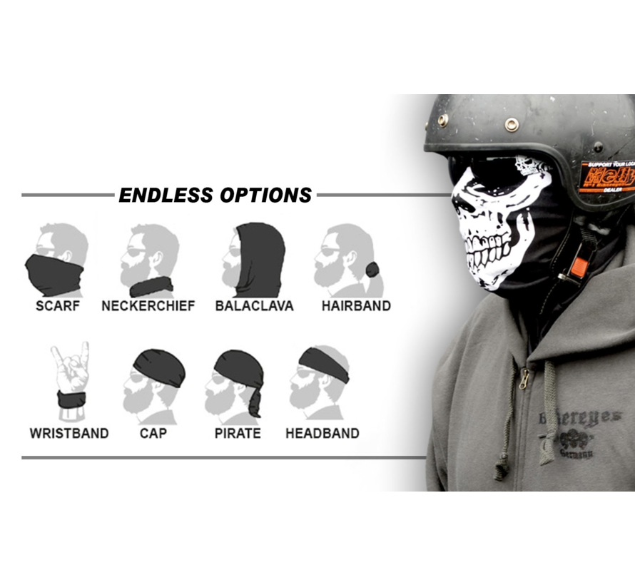 Biker lifestyle facemask - Multifunction scarf 1000 skulls