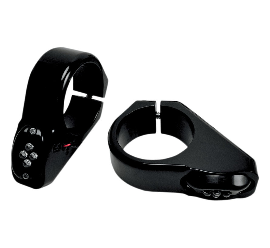 LED de montaje de horquilla intermitentes negro 49mm de diámetro