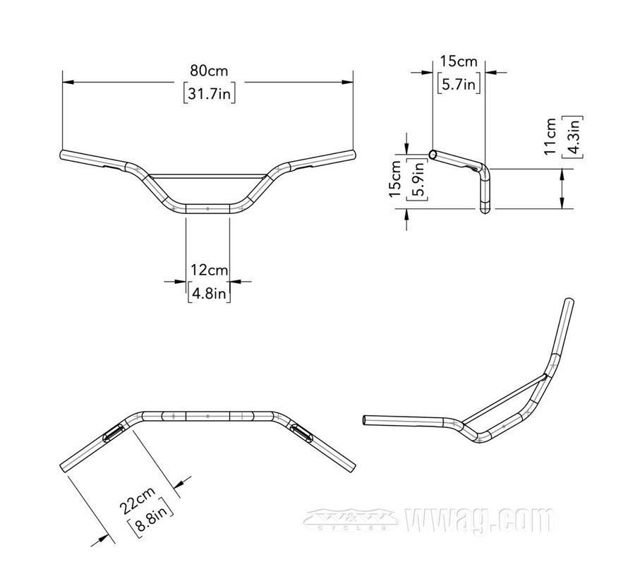 Guidon 1 pouce 13 noir