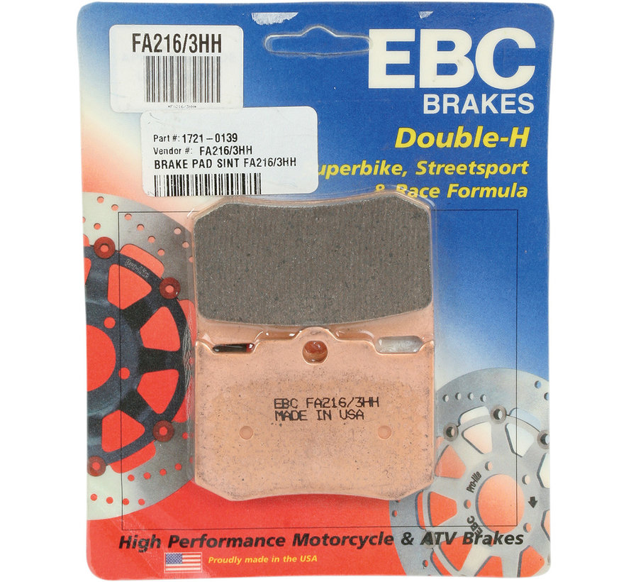 Double-H Sintered brake pads Fits: > All 02-08 Indian Motorcycles PM and Ultima Calipers