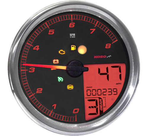 Koso Compteur de vitesse/tachymètre pour modèles 14-22 FLHR 11-22 Softail 12-17 Dyna (sauf FXDL)