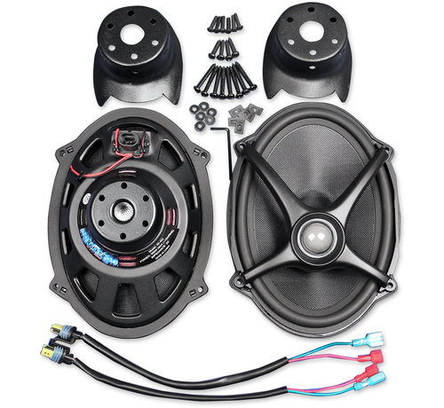 J&M Audio Kits de altavoces Rokker para:> Tapas de alforjas con brazo en los modelos 06-18 FLHT / FLHX / FLTR