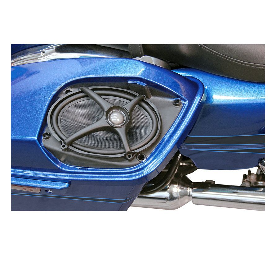 Rokker speakers kits Fits:> Boom saddlebag lids on 06-18 FLHT/FLHX/FLTR models