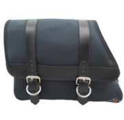 La Rosa Bolso Saddle de lona para el lado izquierdo - Negro con detalles en cuero negro