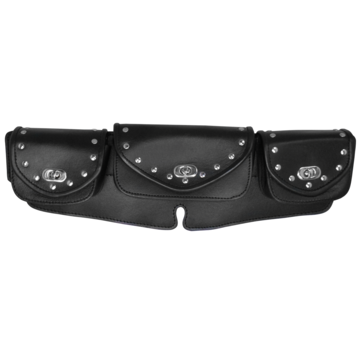 TC-Choppers 3 Pocket studded Fairing pouch (leather) Fits: > 99-13 FLH/FLT