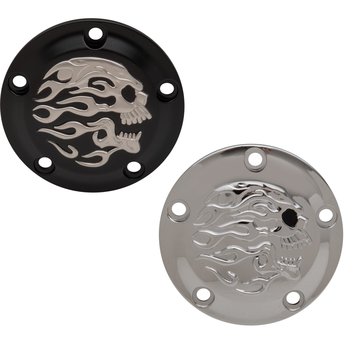 Drag Specialities Flaming Skull Point Cover Twincams