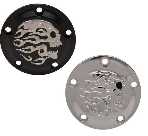 Drag Specialities Flaming skull Point Cover Twincams