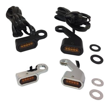 Drag Specialities LED Handlebar black or chrome with amber turn signals : 09-17 FLH/T, 15-20 Softail