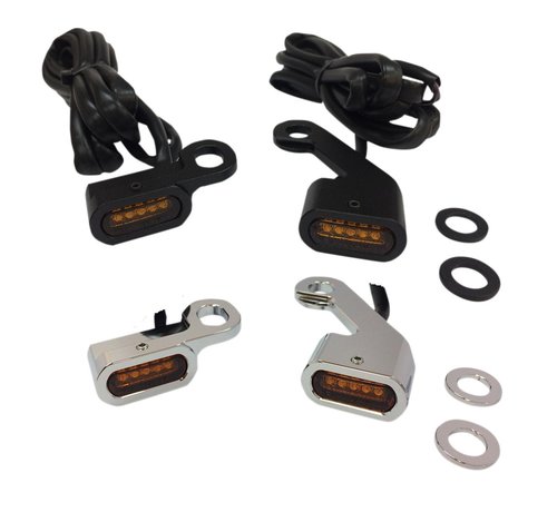 Drag Specialities LED Handlebar black or chrome with amber turn signals : 09-17 FLH/T 15-20 Softail