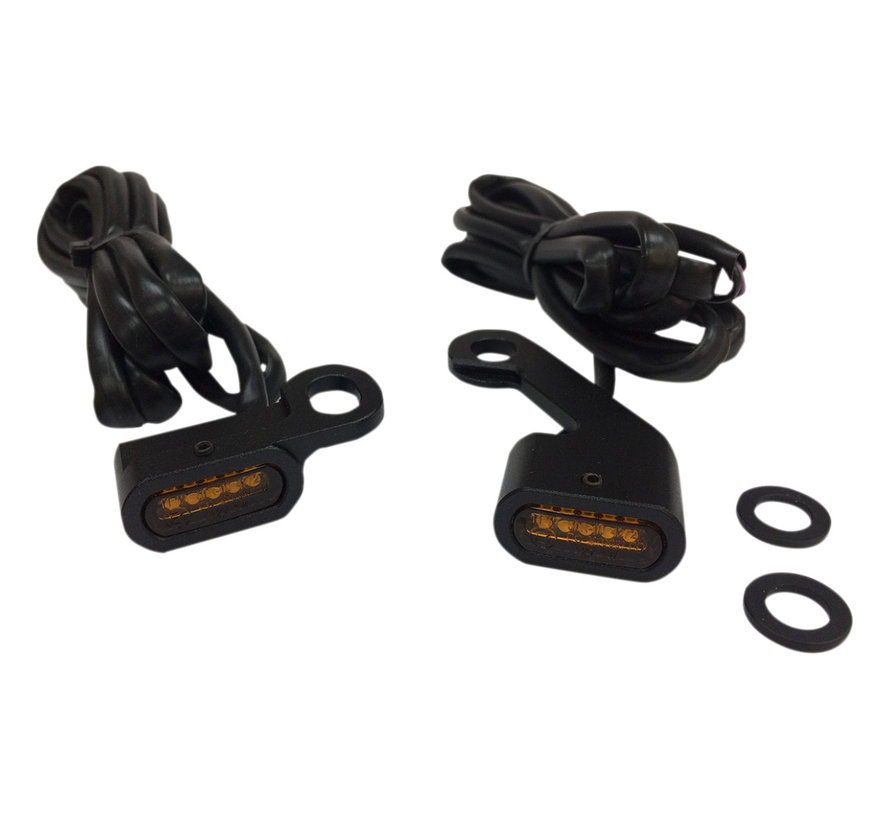 LED Handlebar black or chrome with amber turn signals : 09-17 FLH/T 15-20 Softail