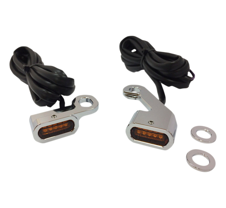 LED Handlebar black or chrome with amber turn signals : 09-17 FLH/T 15-20 Softail