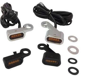 Drag Specialities LED Handlebar black or chrome with amber turn signals : fits: 04-20 XL Sportster models