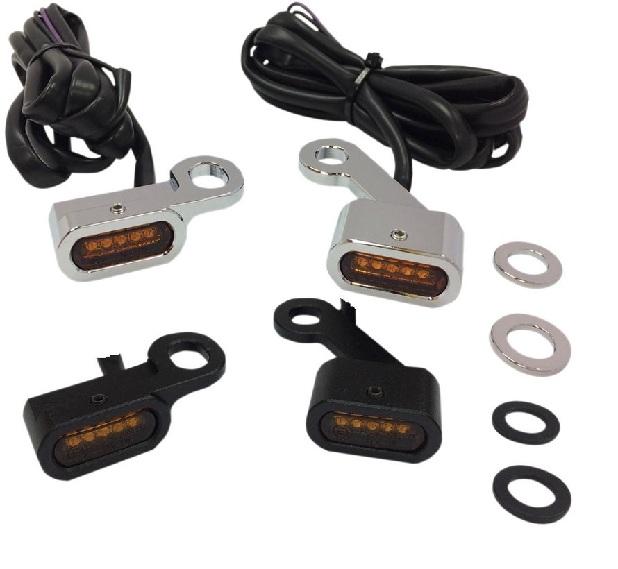 Guidon LED noir ou chromé avec clignotants orange : compatible avec : modèles XL Sportster 04-20