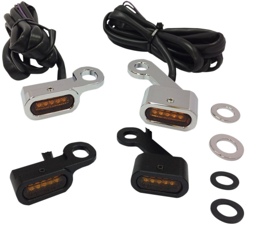 LED Handlebar black or chrome with amber turn signals : fits: 04-20 XL Sportster models