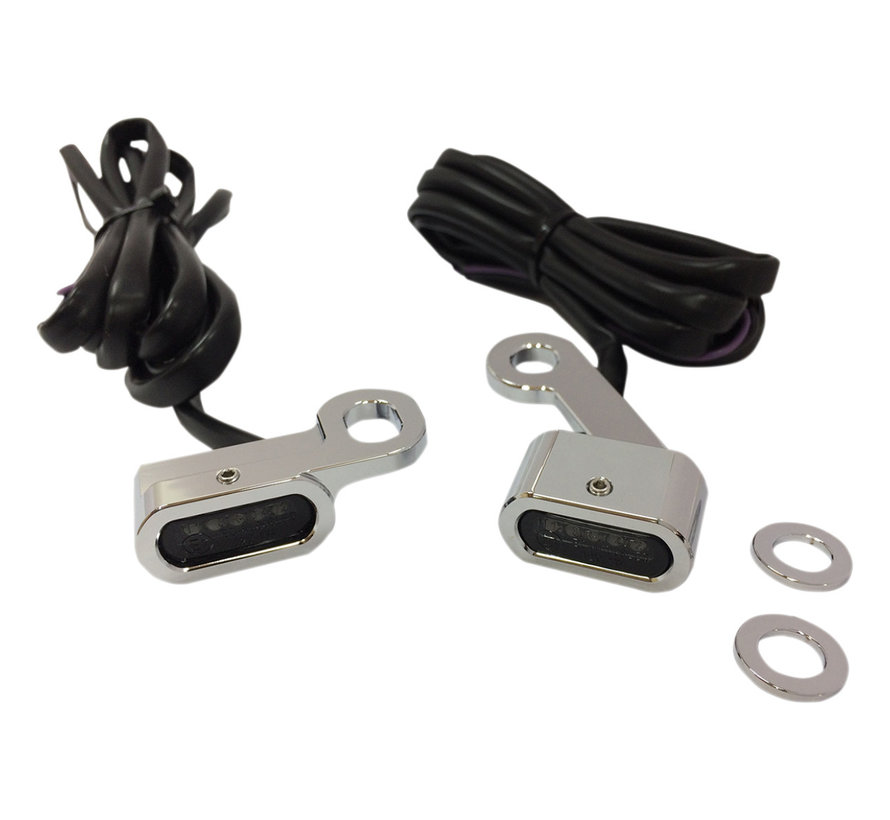 Guidon LED noir ou chrome avec clignotants ambrés et lentille fumée pour 04-20 XL Sportster