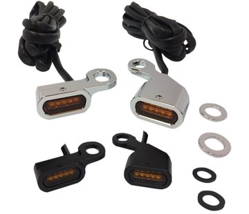 Drag Specialities Manillar LED negro o cromado con intermitentes ámbar: Compatible con: 96-14 Softail, 98-17 Dyna, 96-03 XL Sportster